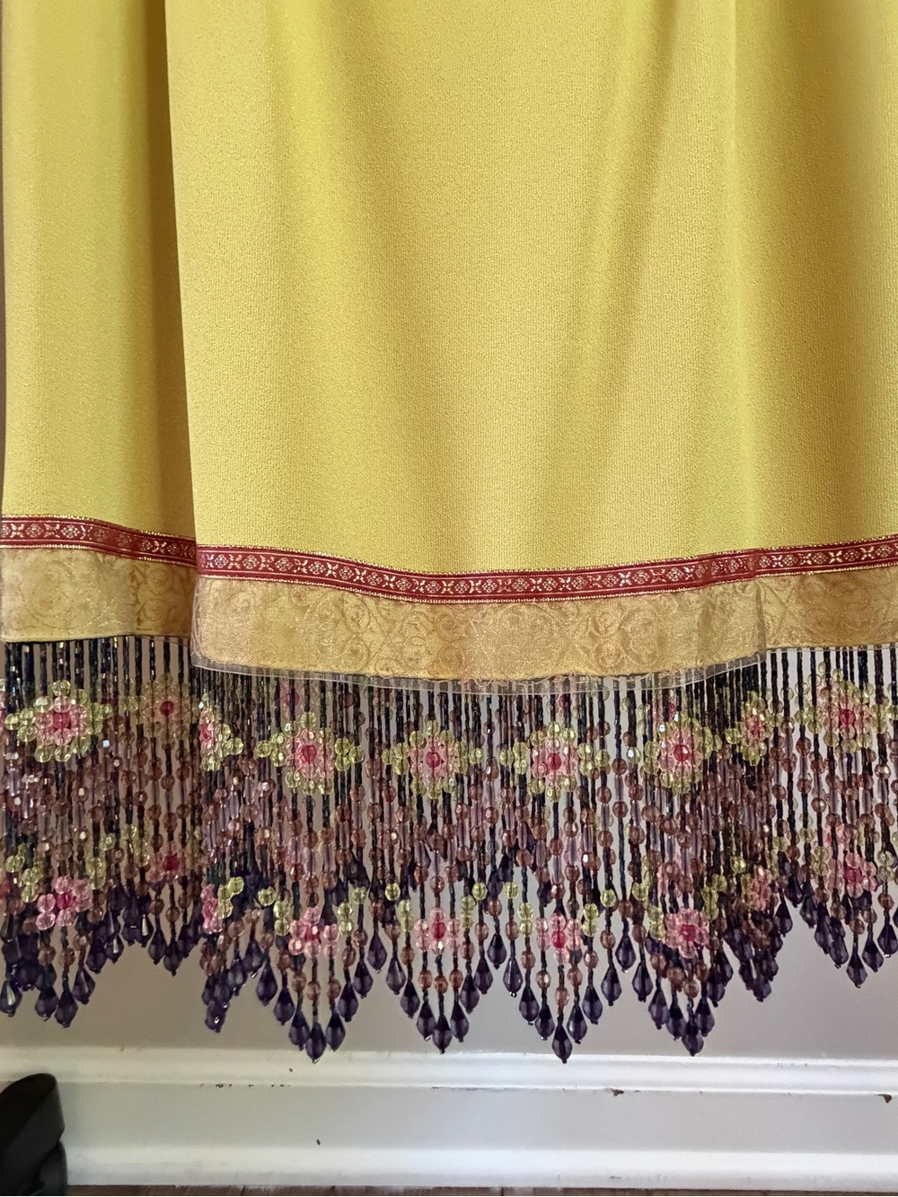 ABS Evening Allen Schwartz Chartreuse Beaded Hem Vintage Cocktail Pinup Dress - Picture 4 of 10